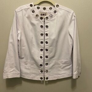 AMI Lightweight jacket size medium great for over a top. White with silver disks